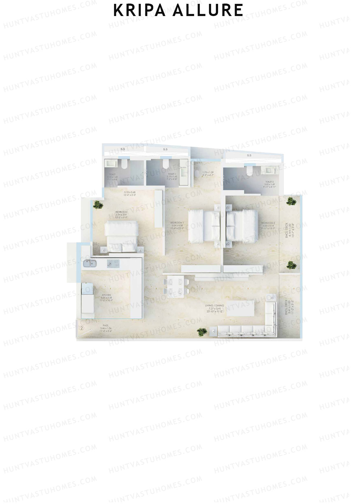 Kripa Allure Tower A Unit 2 (Type 1) Floor Plan