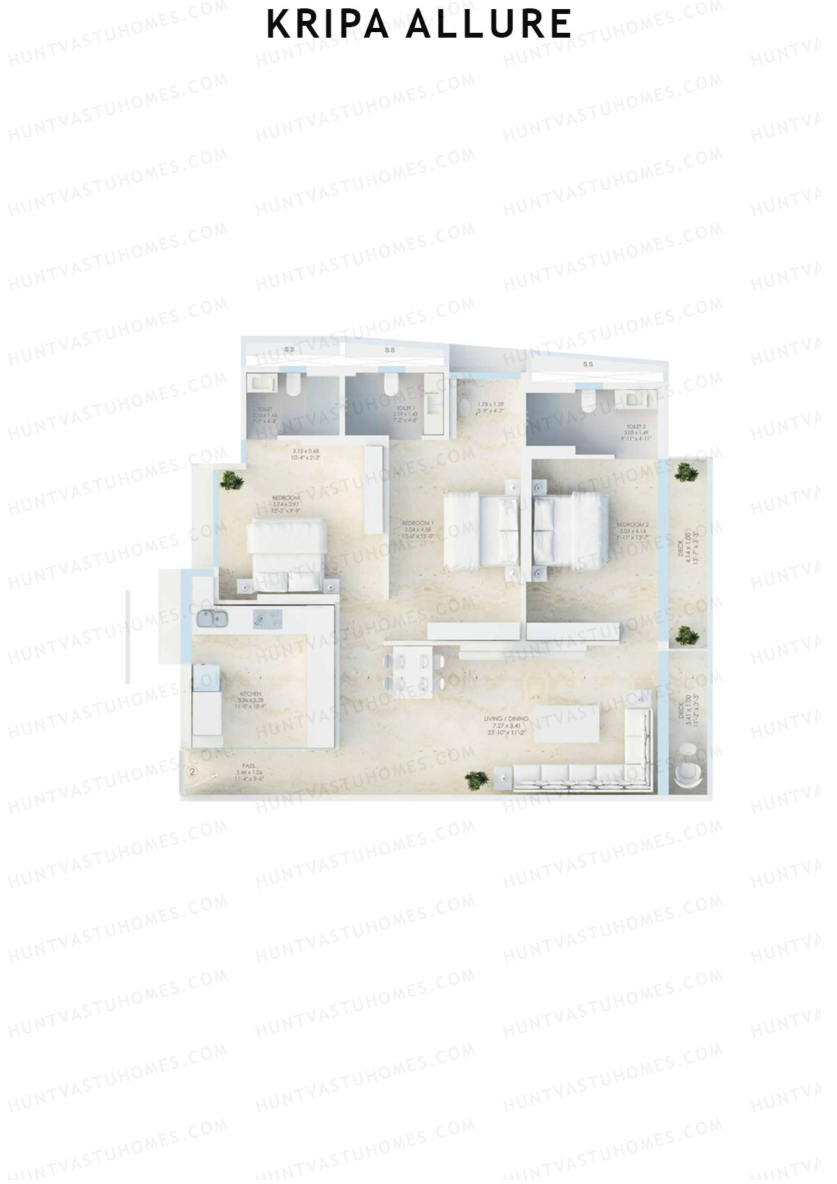 Kripa Allure Tower A Unit 2 (Type 2) Floor Plan
