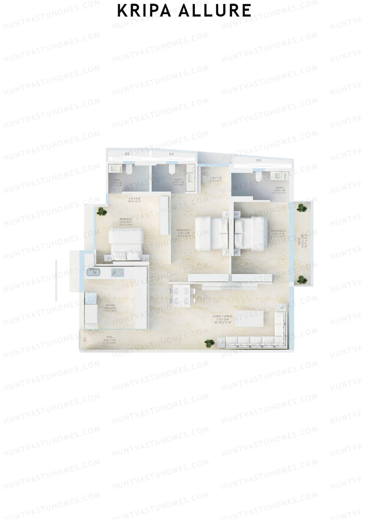 Kripa Allure Tower A Unit 2 (Type 3) Floor Plan