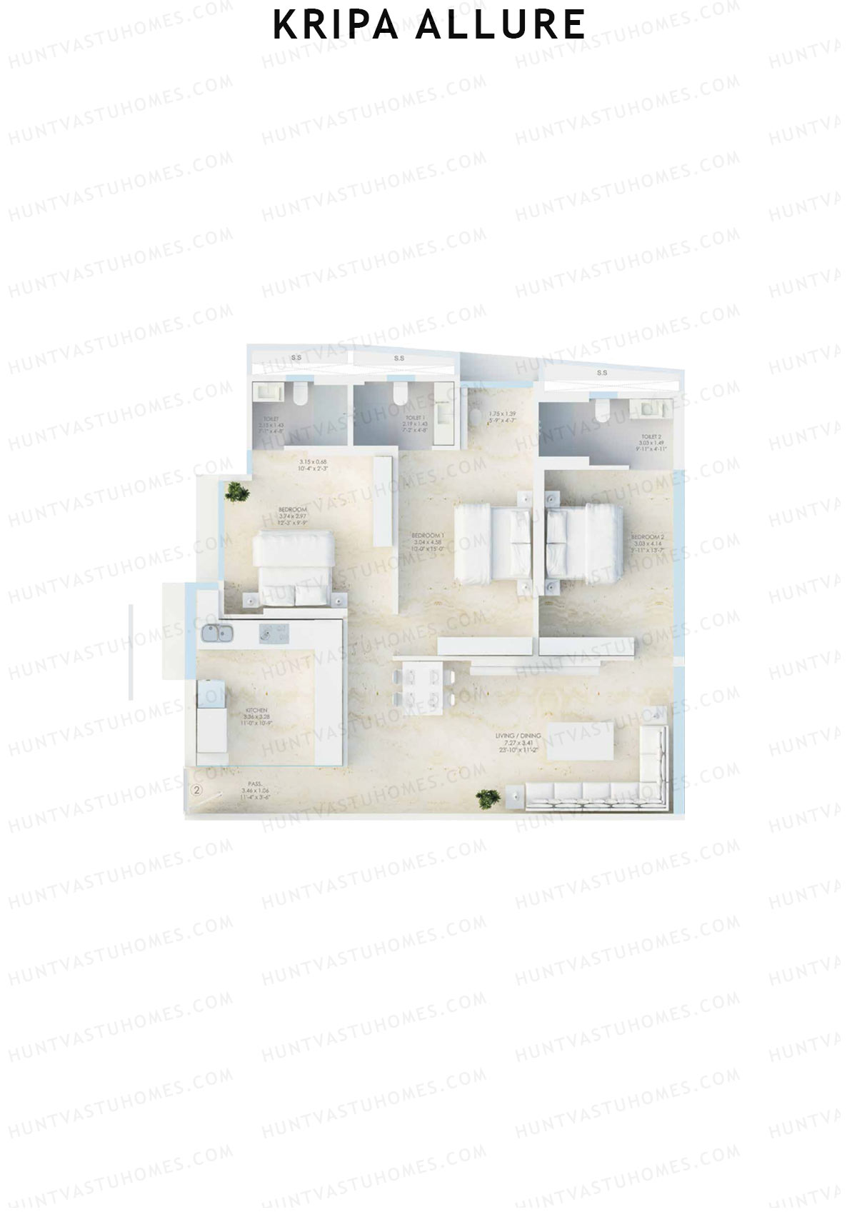 Kripa Allure Tower A Unit 2 (Type 4) Floor Plan
