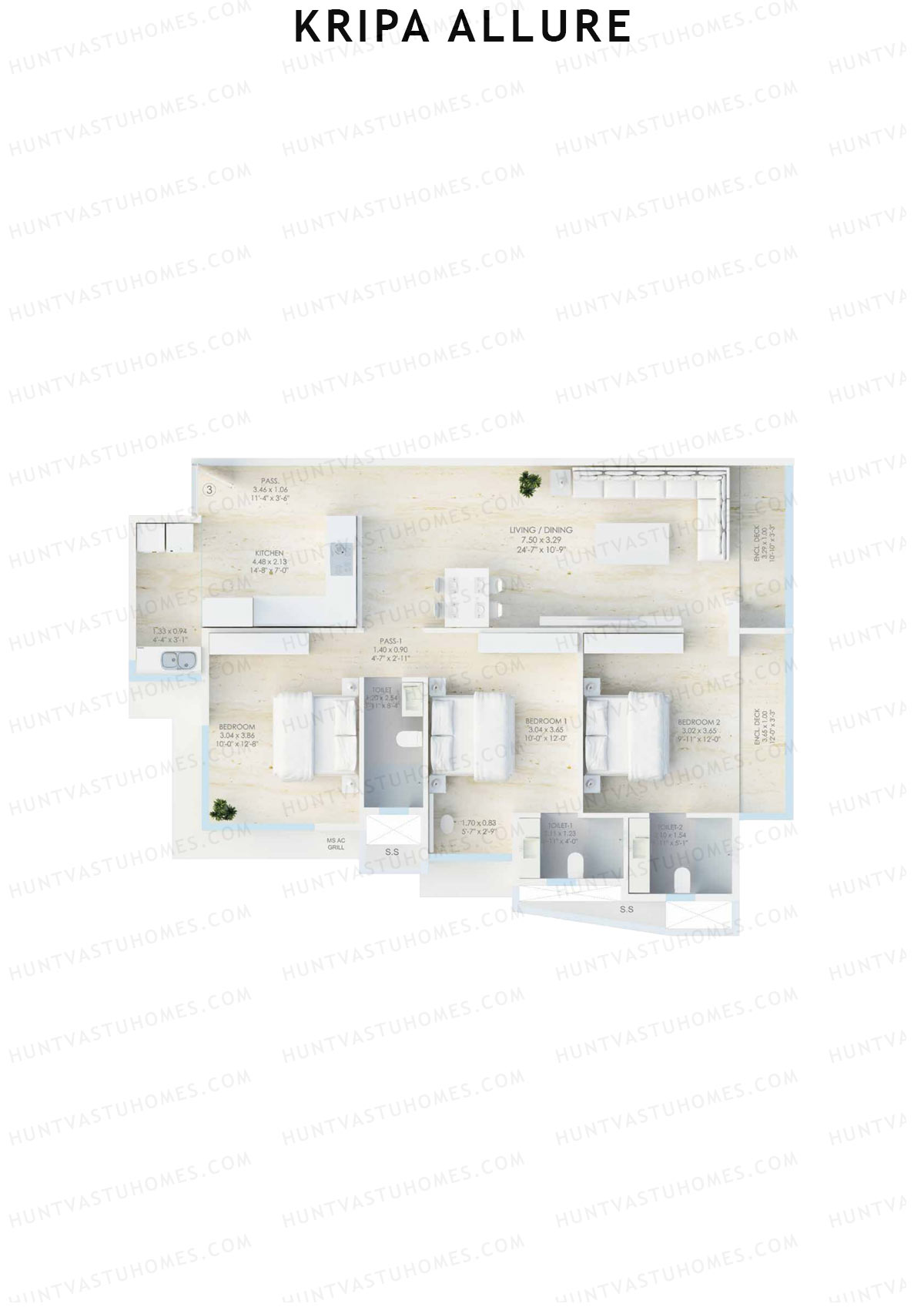 Kripa Allure Tower A Unit 3 (Type 5) Floor Plan