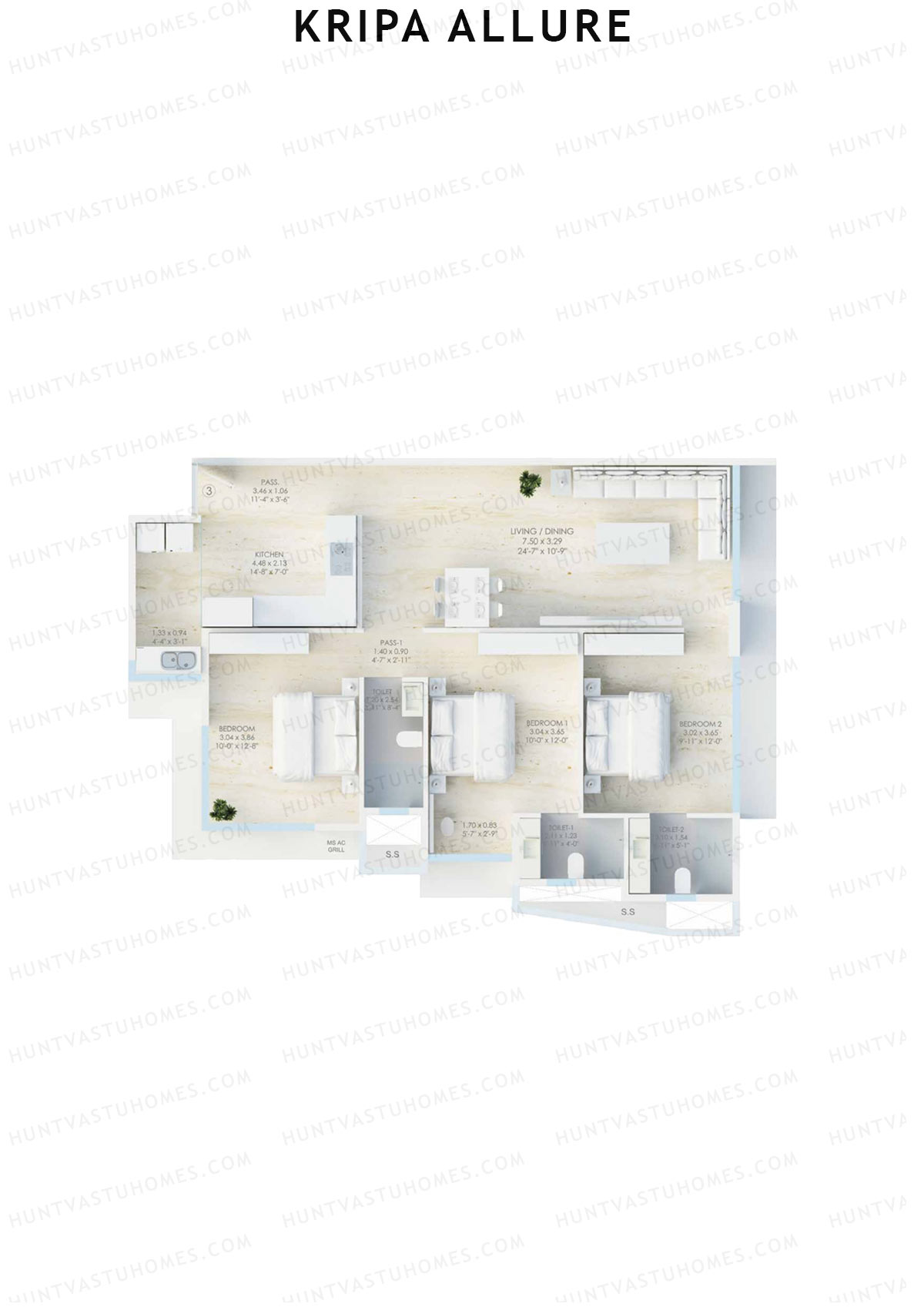 Kripa Allure Tower A Unit 3 (Type 6) Floor Plan
