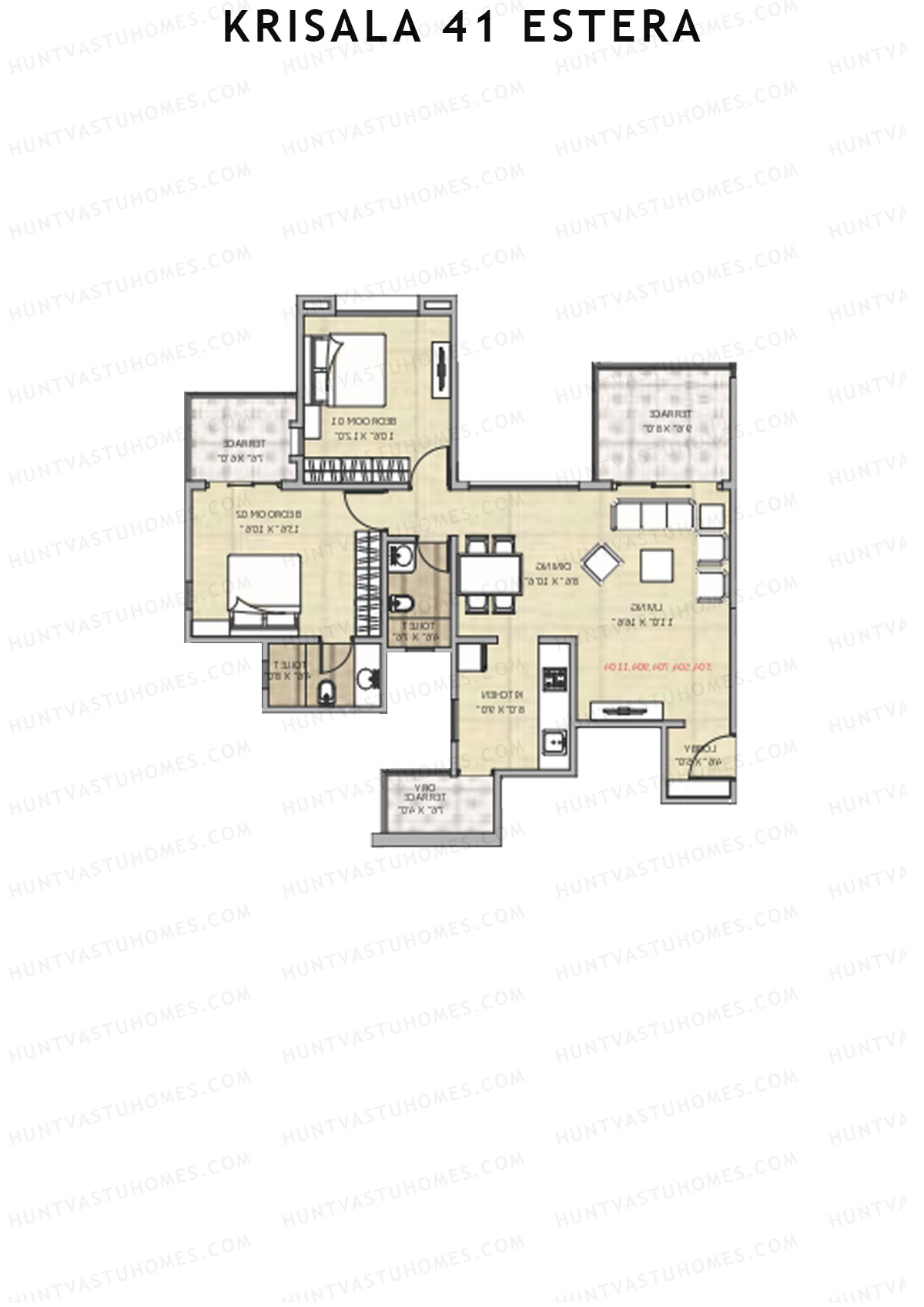 Krisala 41 Estera Tower A Unit 1 (Type 1) Floor Plan