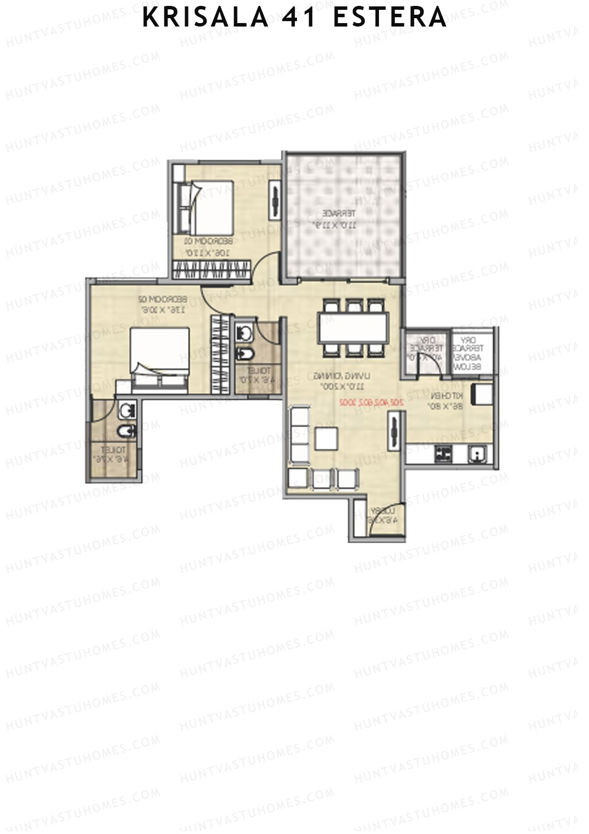 Krisala 41 Estera Tower A Unit 3 (Type 2) Floor Plan
