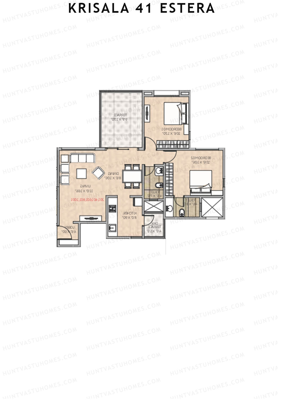 Krisala 41 Estera Tower A Unit 4 (Type 1) Floor Plan