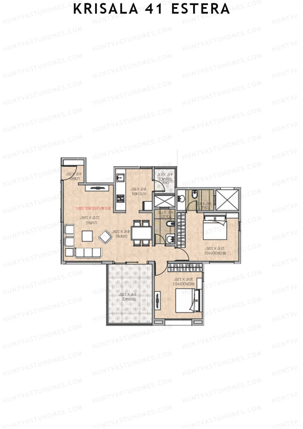 Krisala 41 Estera Tower A Unit 5 (Type 1) Floor Plan