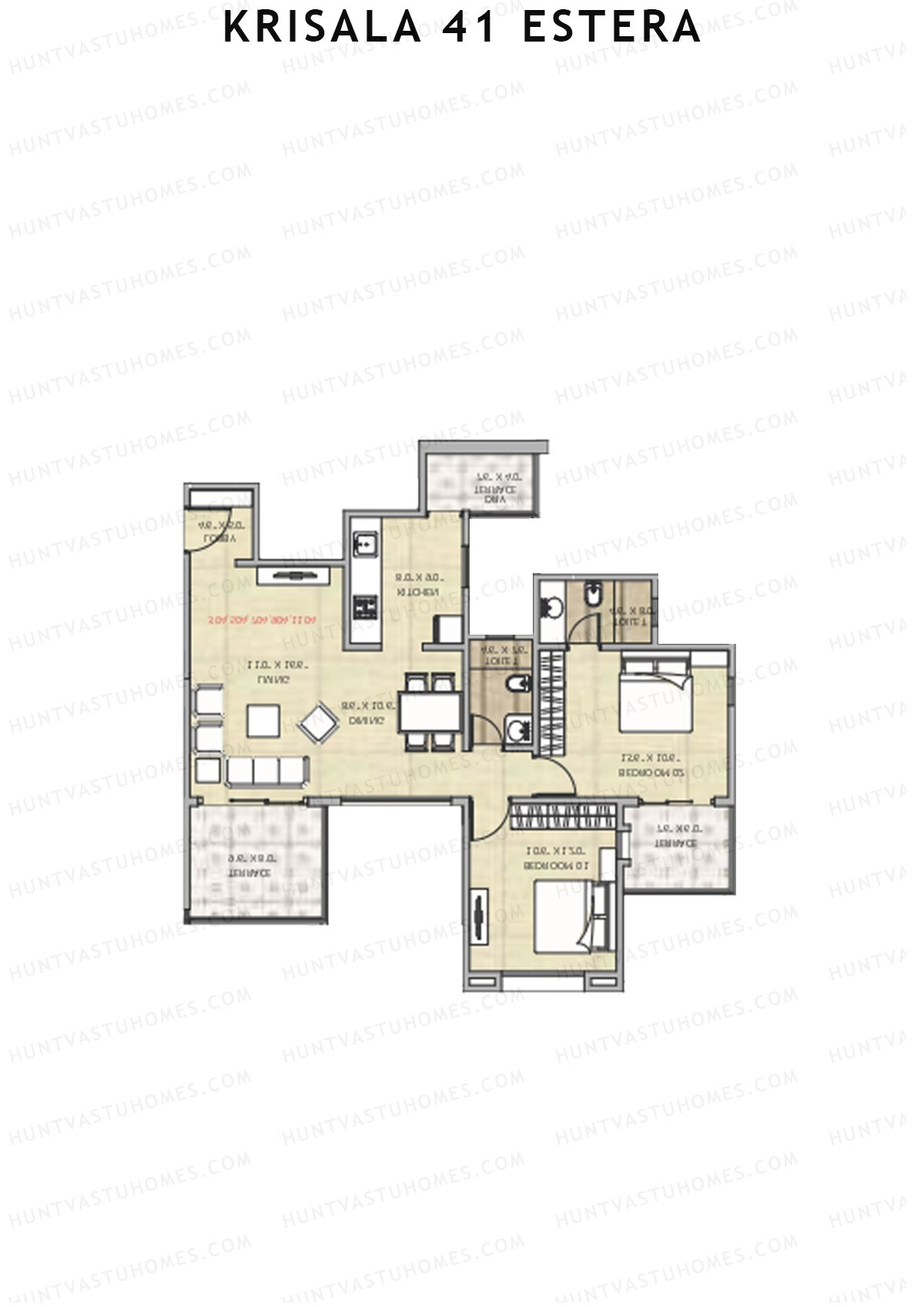 Krisala 41 Estera Tower A Unit 5 (Type 1) Floor Plan