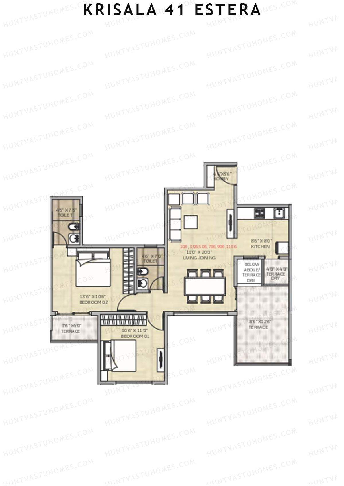 Krisala 41 Estera Tower A Unit 6 (Type 2) Floor Plan
