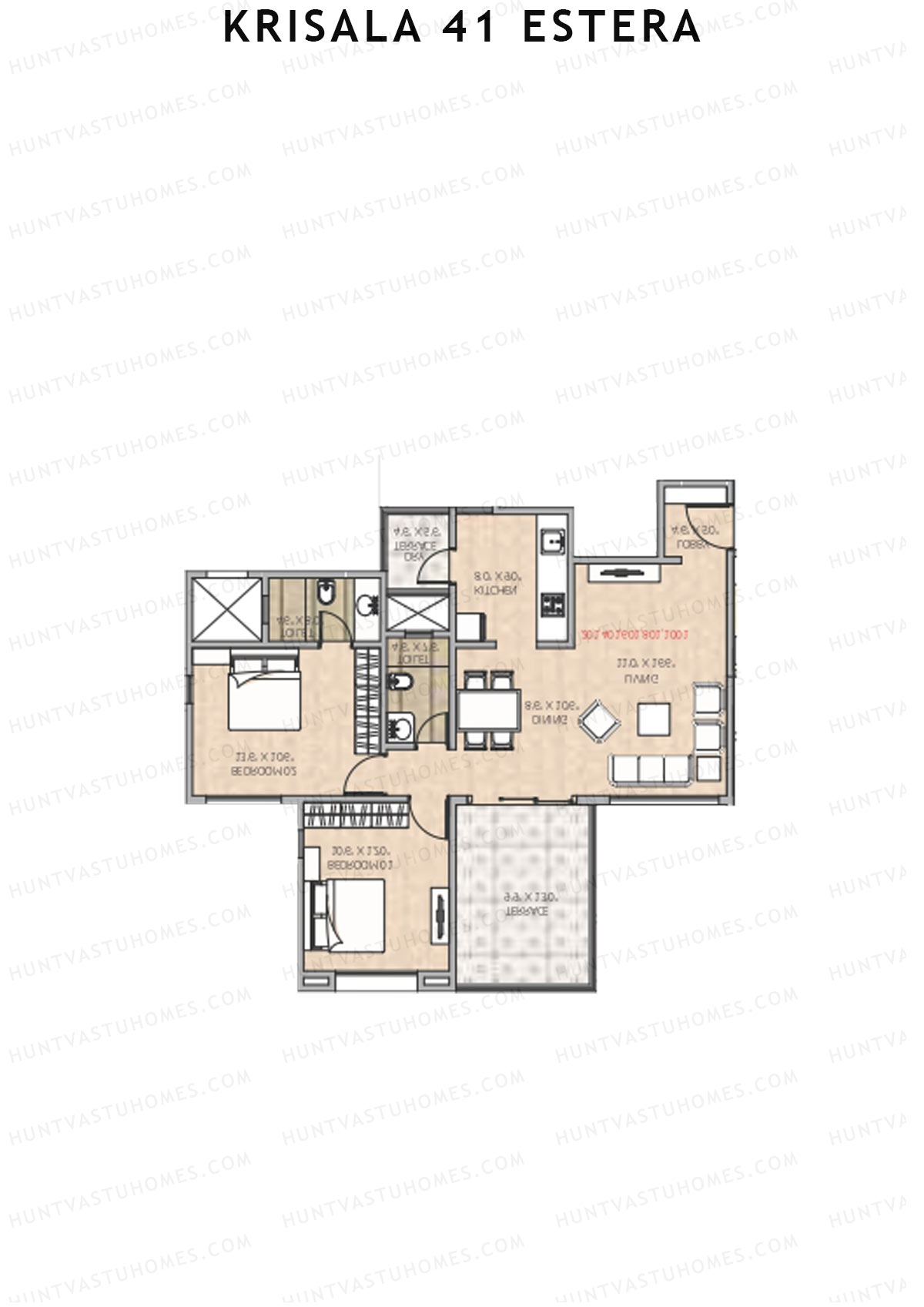 Krisala 41 Estera Tower A Unit 8 (Type 1) Floor Plan