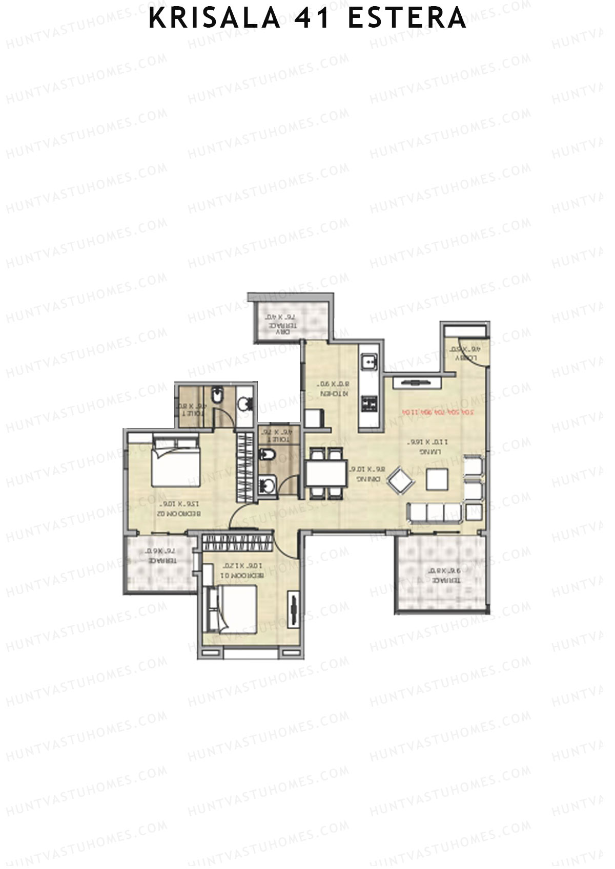 Krisala 41 Estera Tower A Unit 8 (Type 1) Floor Plan