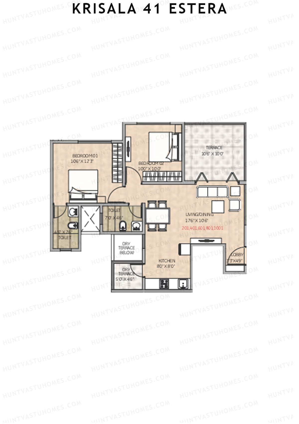 Krisala 41 Estera Tower B Unit 1 (Type 1) Floor Plan