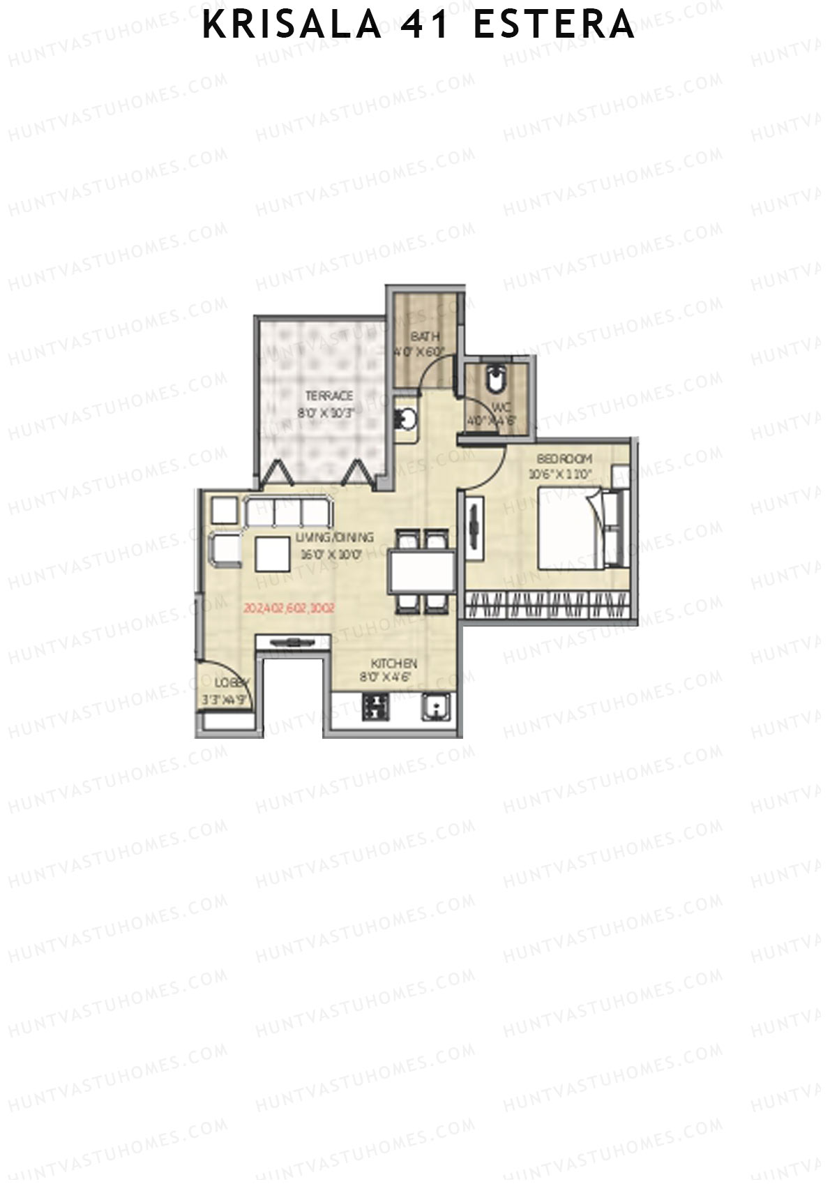 Krisala 41 Estera Tower B Unit 2 (Type 2) Floor Plan