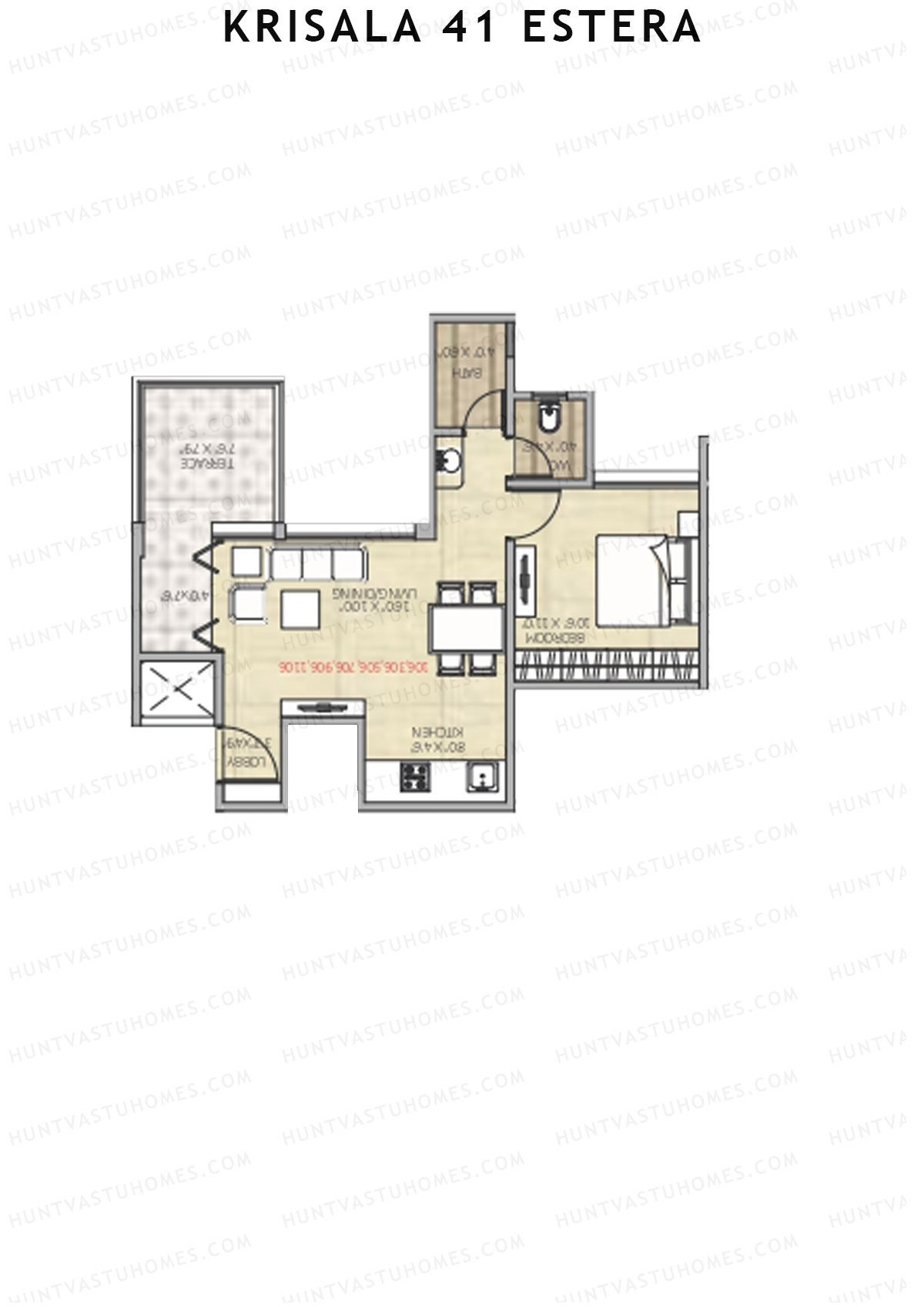 Krisala 41 Estera Tower B Unit 2 (Type 2) Floor Plan