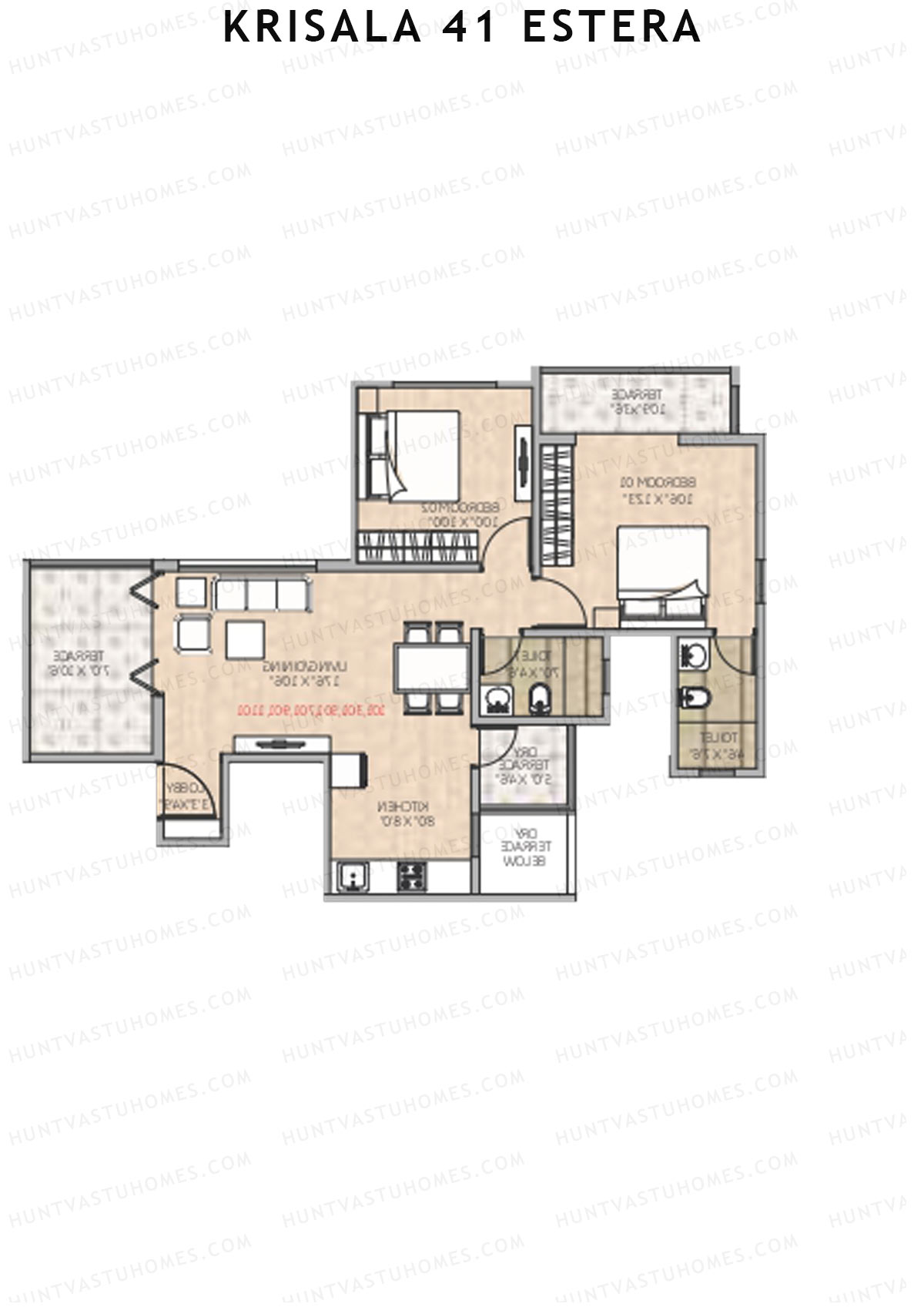 Krisala 41 Estera Tower B Unit 4 (Type 1) Floor Plan
