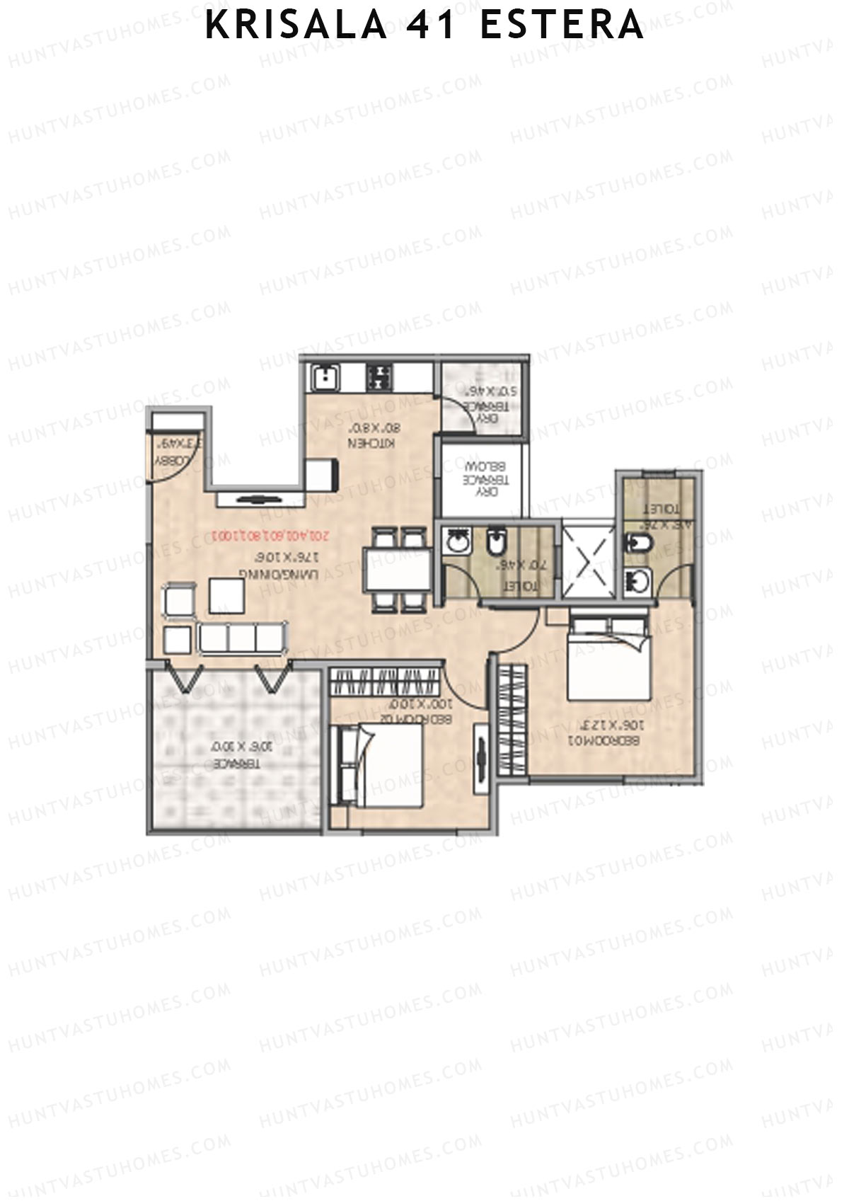 Krisala 41 Estera Tower B Unit 5 (Type 1) Floor Plan