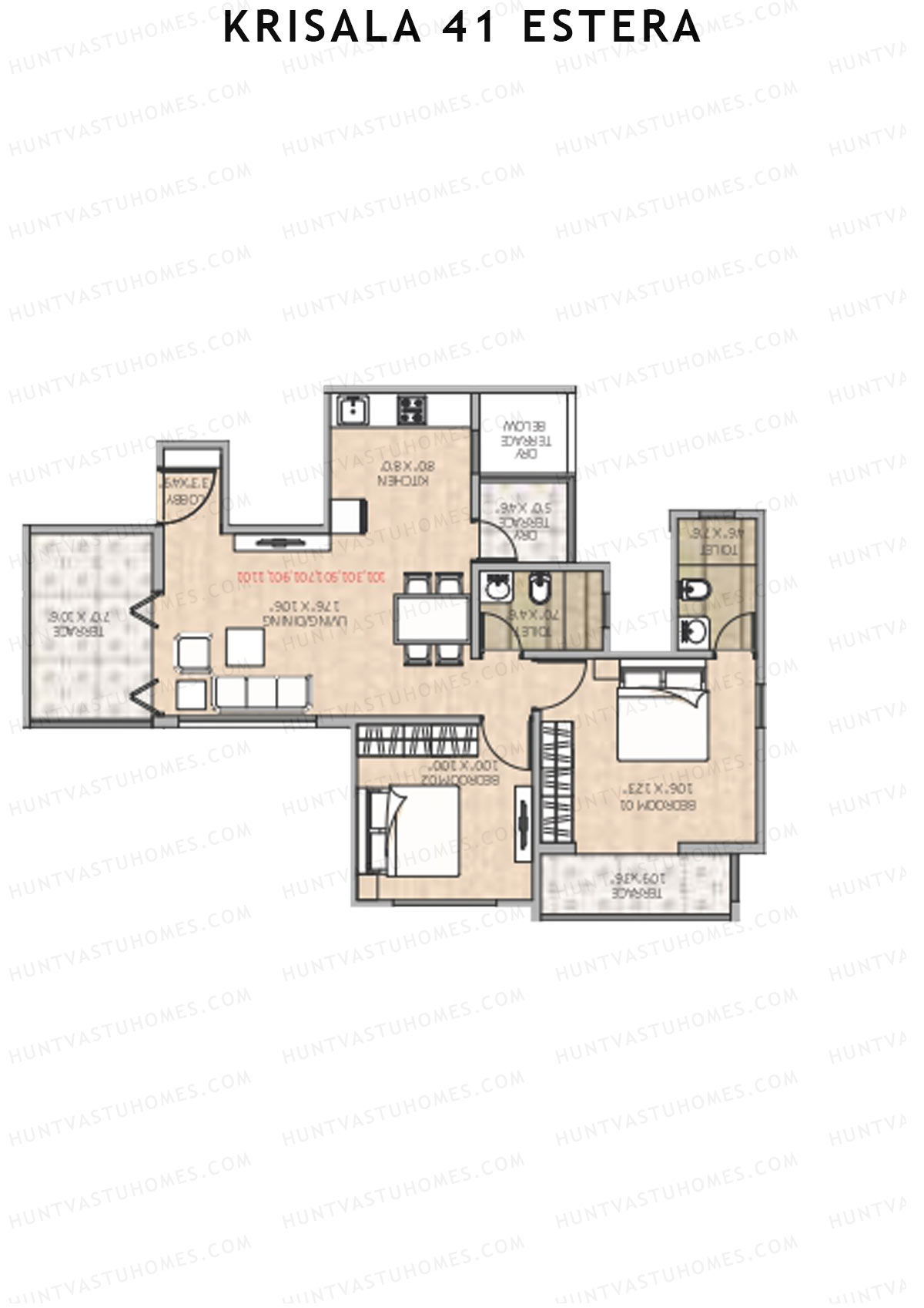 Krisala 41 Estera Tower B Unit 5 (Type 1) Floor Plan