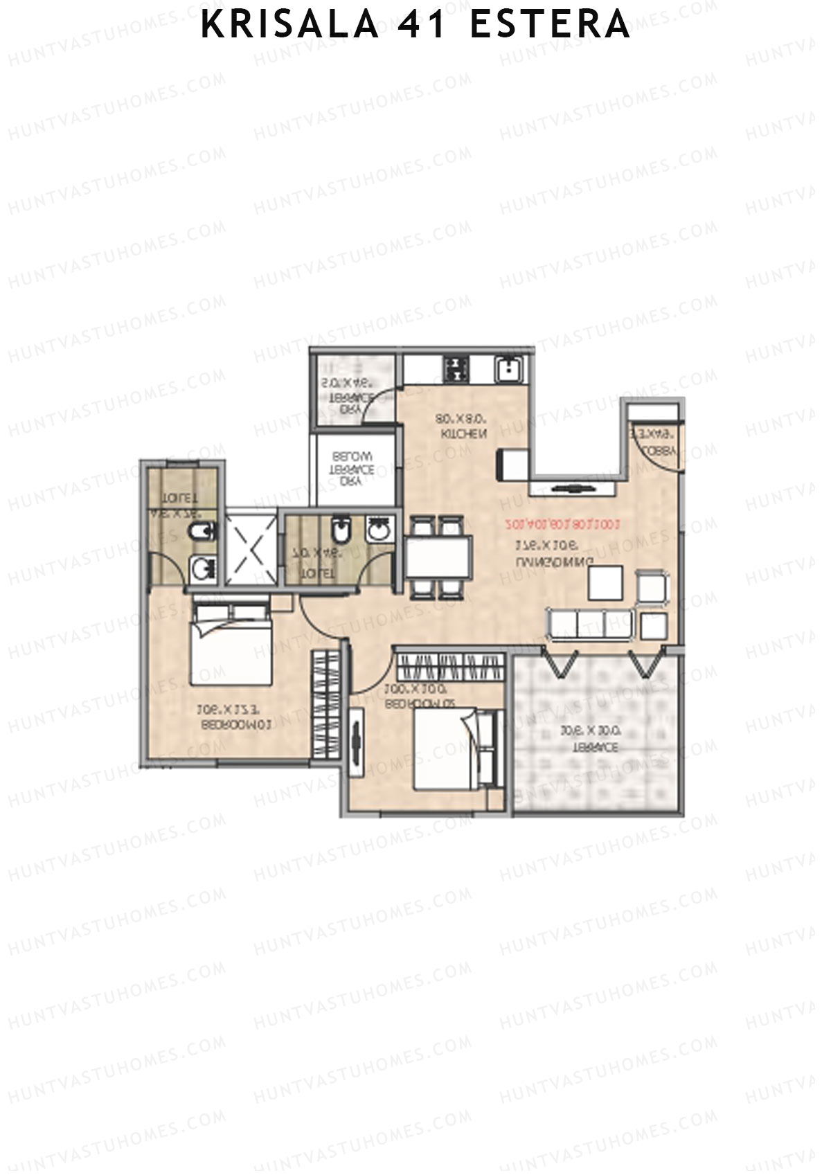 Krisala 41 Estera Tower B Unit 8 (Type 1) Floor Plan