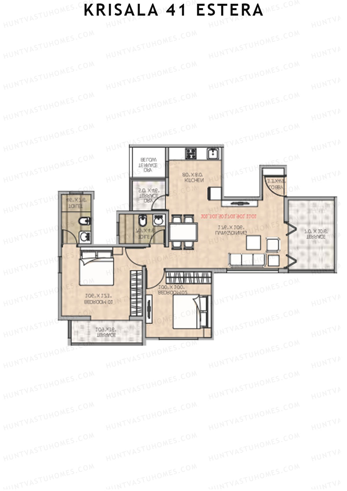 Krisala 41 Estera Tower B Unit 8 (Type 1) Floor Plan