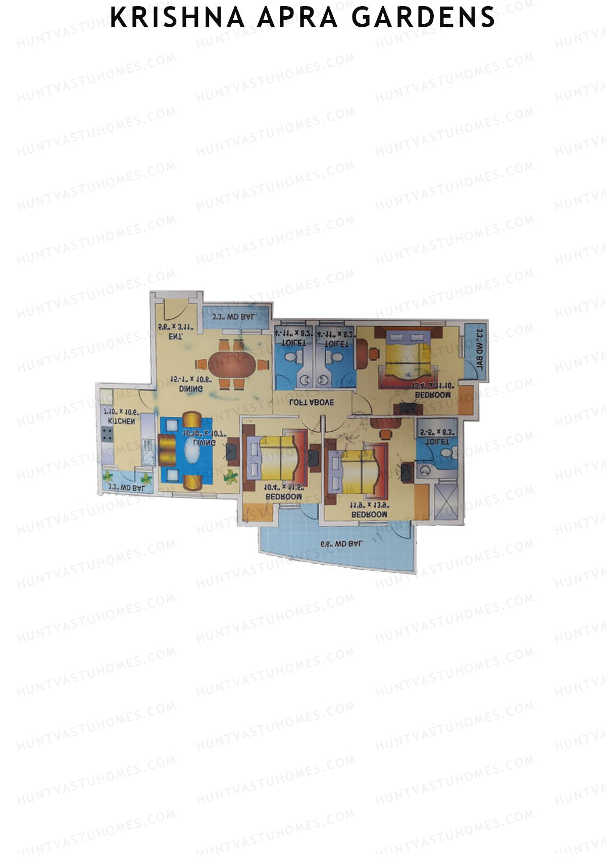 Krishna Apra Gardens Tower A4 Unit 3 Floor Plan