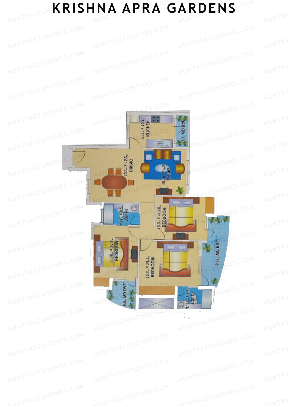 Krishna Apra Gardens Tower B1 Unit 1 Floor Plan