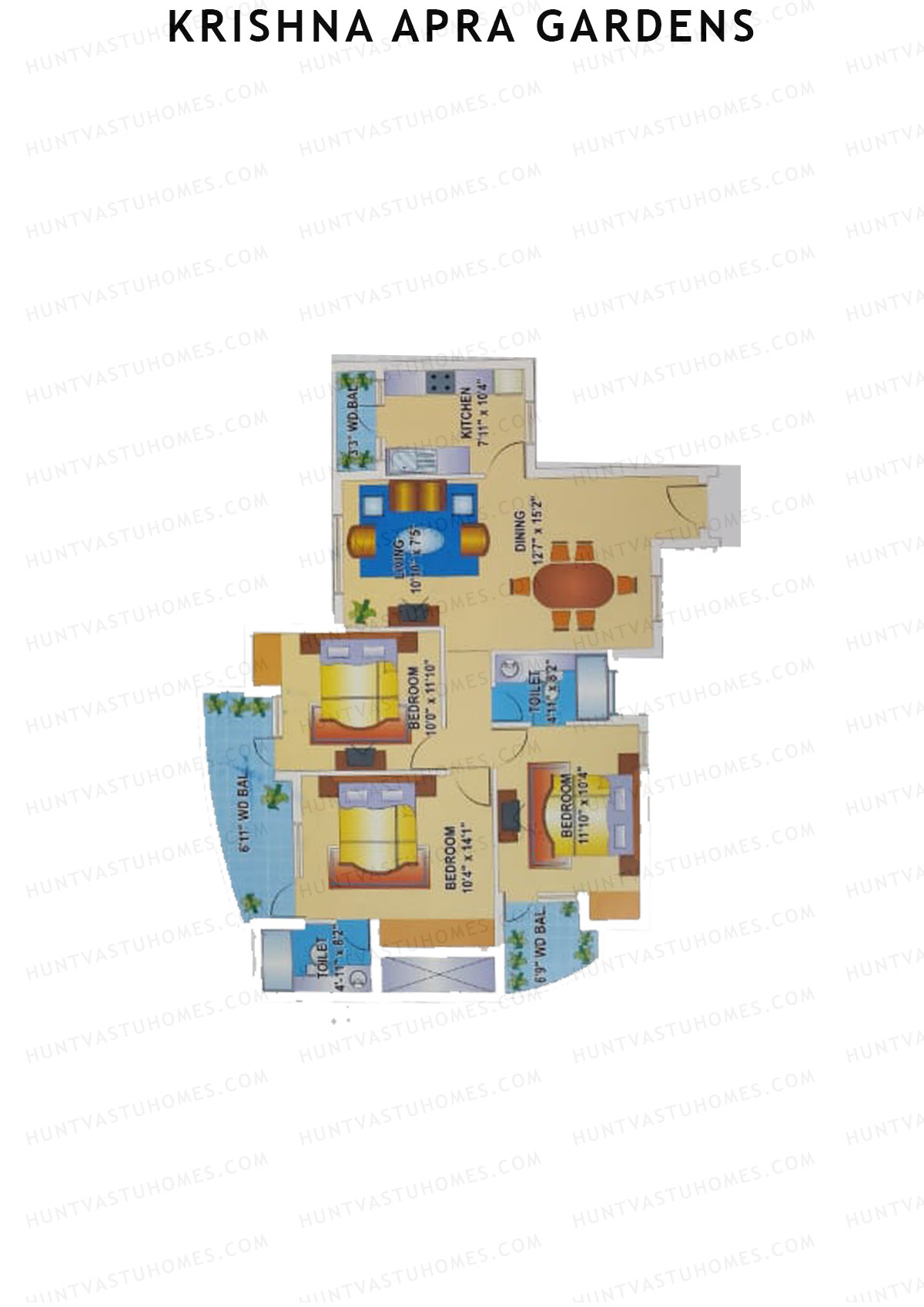 Krishna Apra Gardens Tower B1 Unit 2 Floor Plan