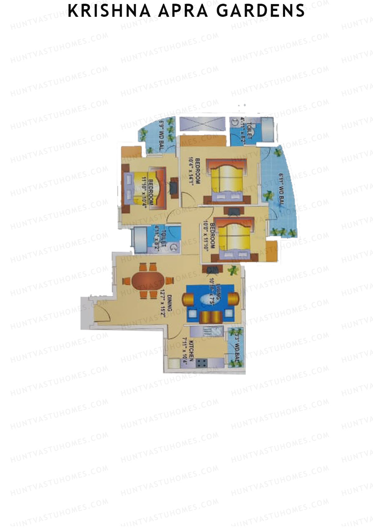 Krishna Apra Gardens Tower B1 Unit 3 Floor Plan