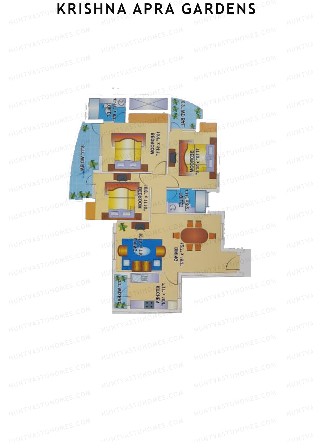 Krishna Apra Gardens Tower B1 Unit 4 Floor Plan