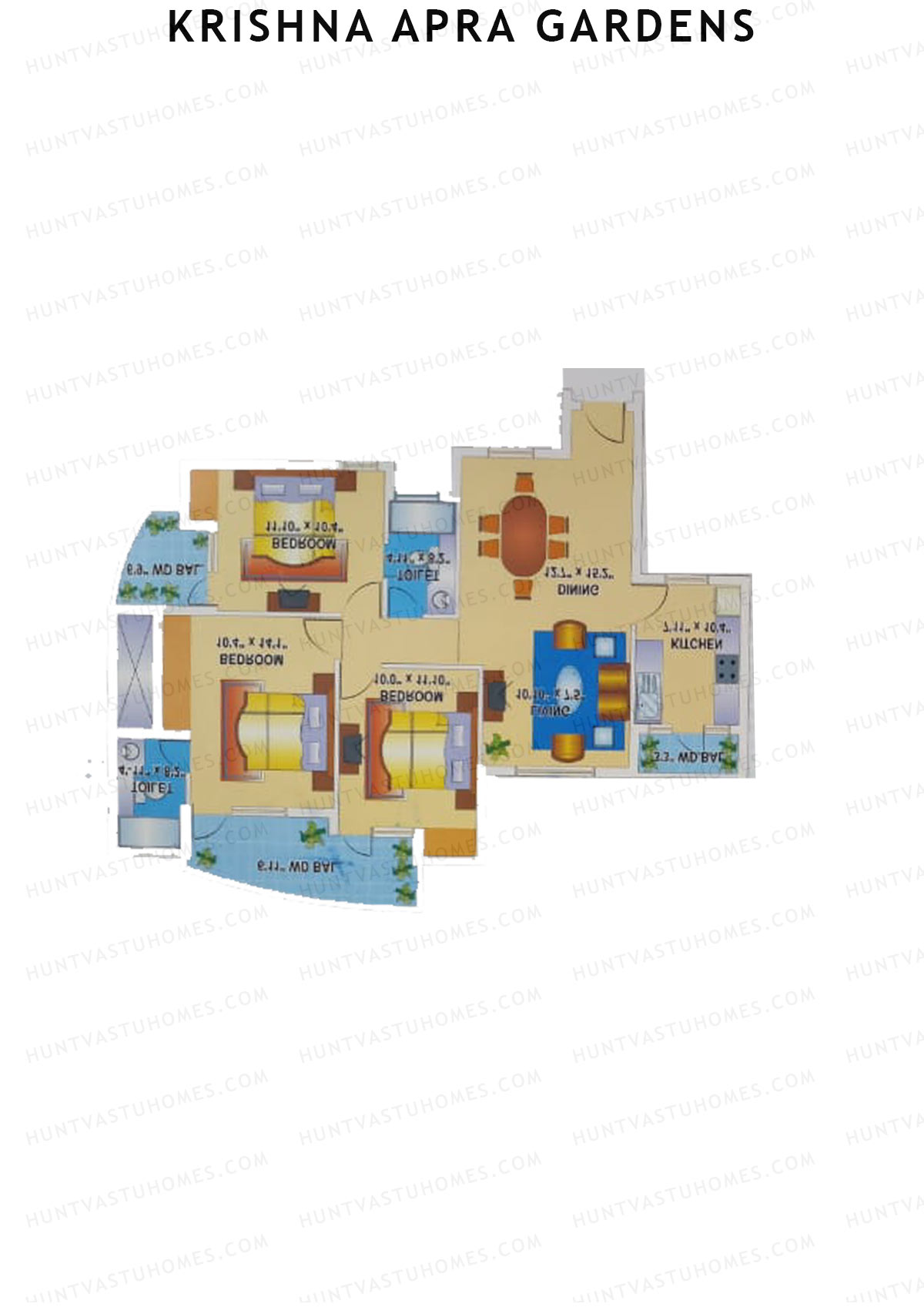 Krishna Apra Gardens Tower B3 Unit 1 Floor Plan