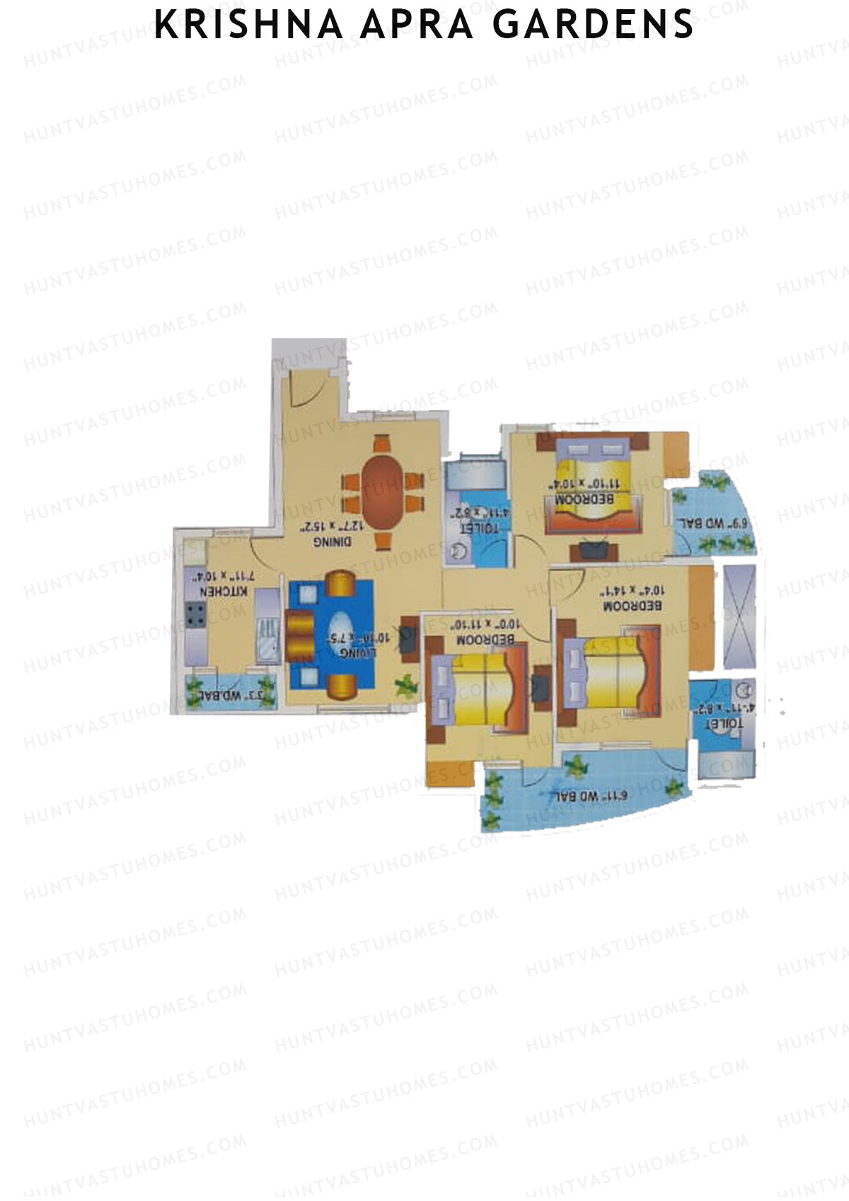Krishna Apra Gardens Tower B3 Unit 3 Floor Plan