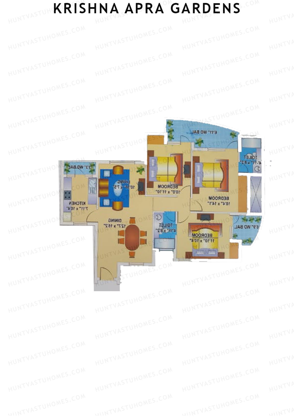 Krishna Apra Gardens Tower B3 Unit 4 Floor Plan