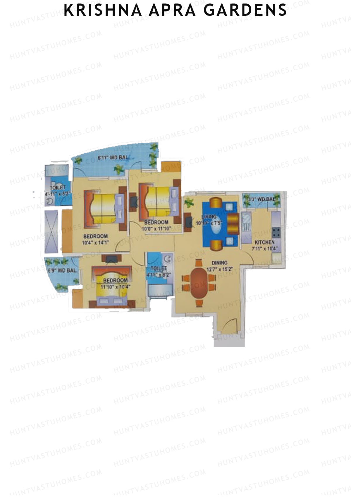 Krishna Apra Gardens Tower B4 Unit 2 Floor Plan