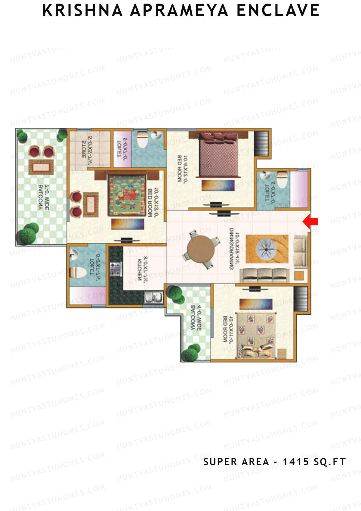 Krishna Aprameya Enclave Block A Unit 1 (Type 1) Floor Plan