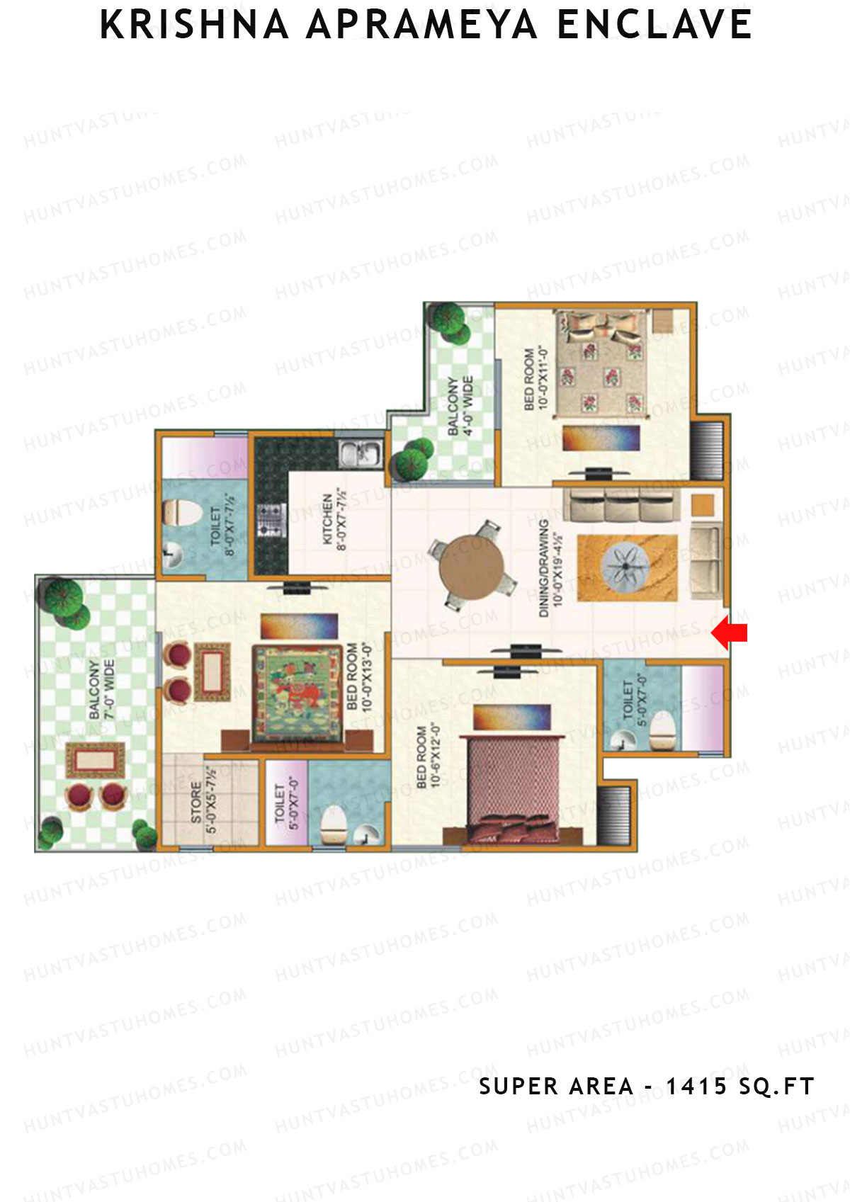 Krishna Aprameya Enclave Block A Unit 2 (Type 1) Floor Plan