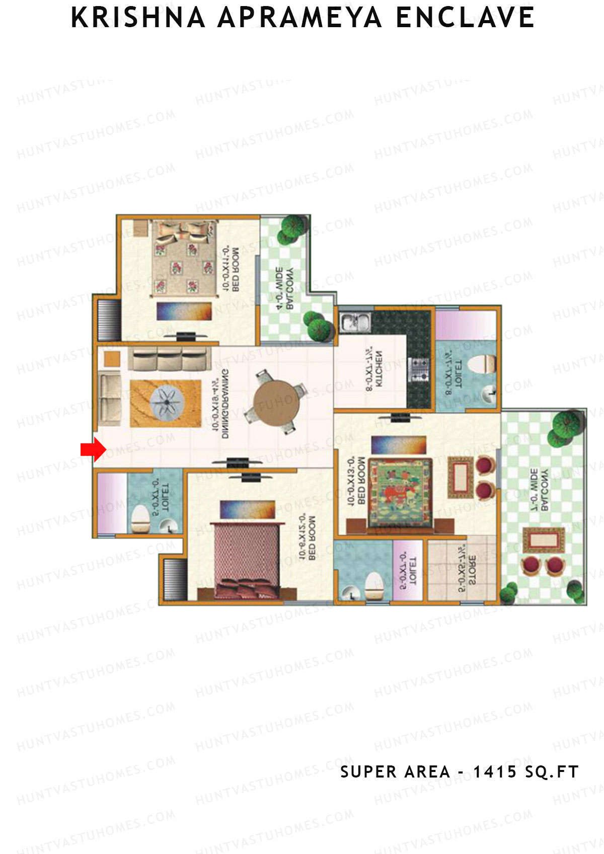 Krishna Aprameya Enclave Block A Unit 3 (Type 1) Floor Plan
