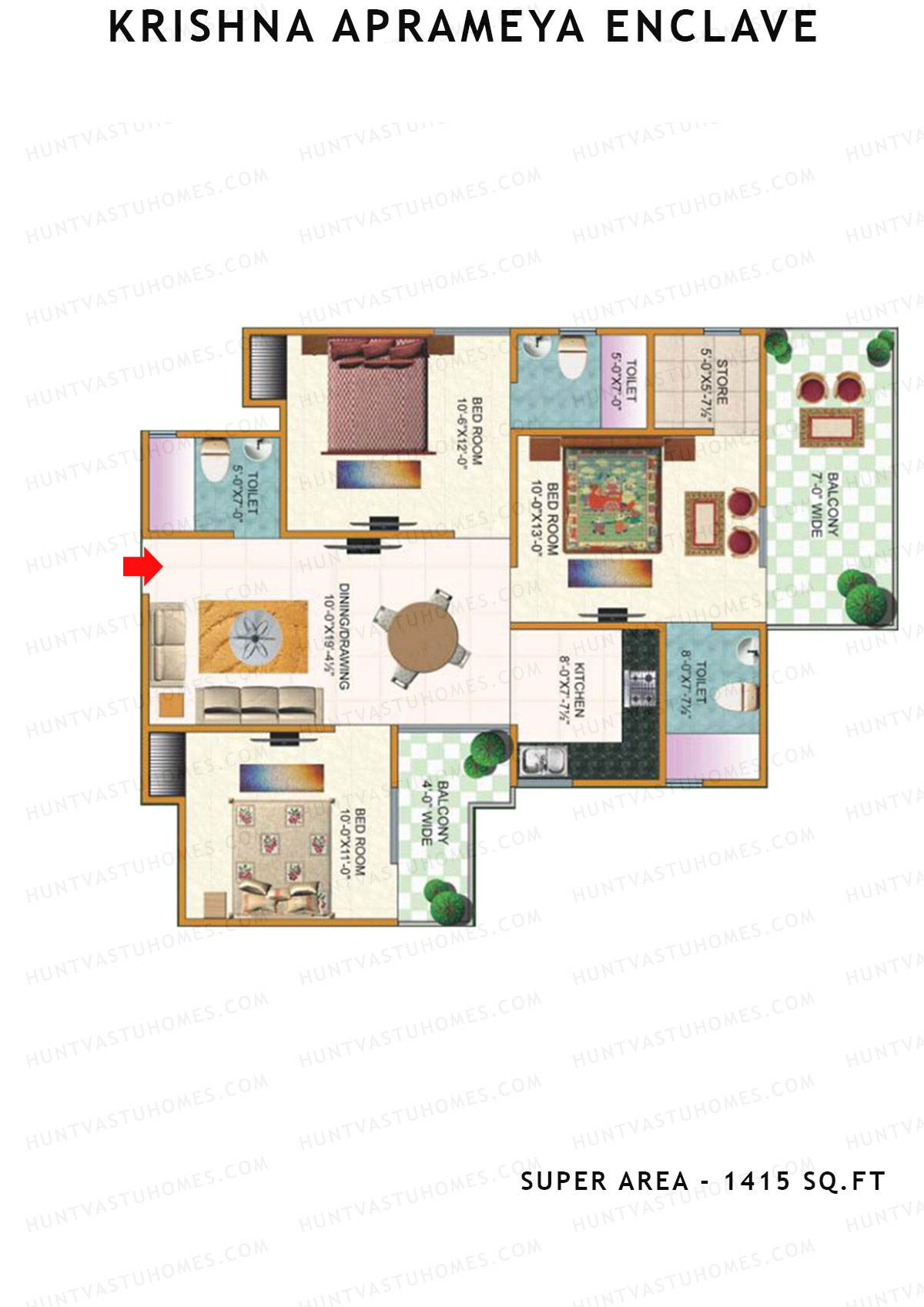 Krishna Aprameya Enclave Block A Unit 4 (Type 1) Floor Plan