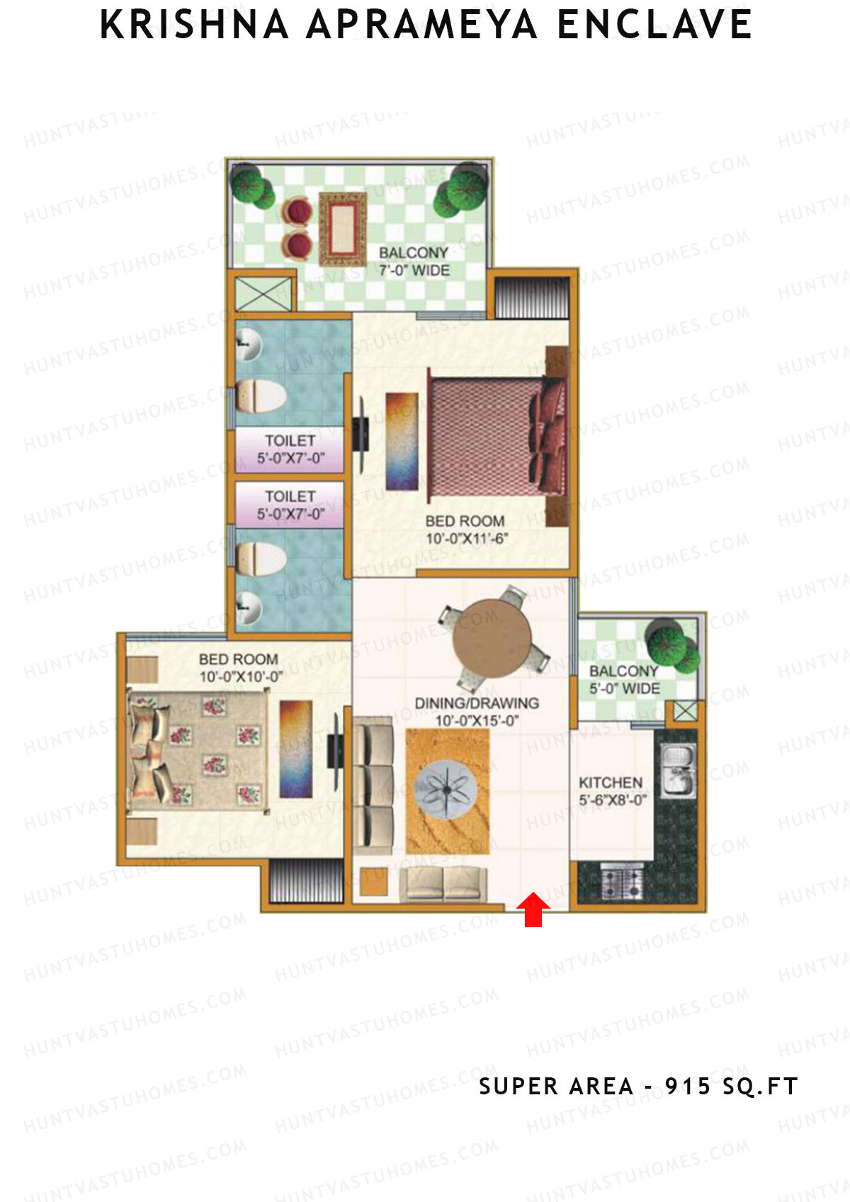 Krishna Aprameya Enclave Block C Unit 5 (Type 4) Floor Plan