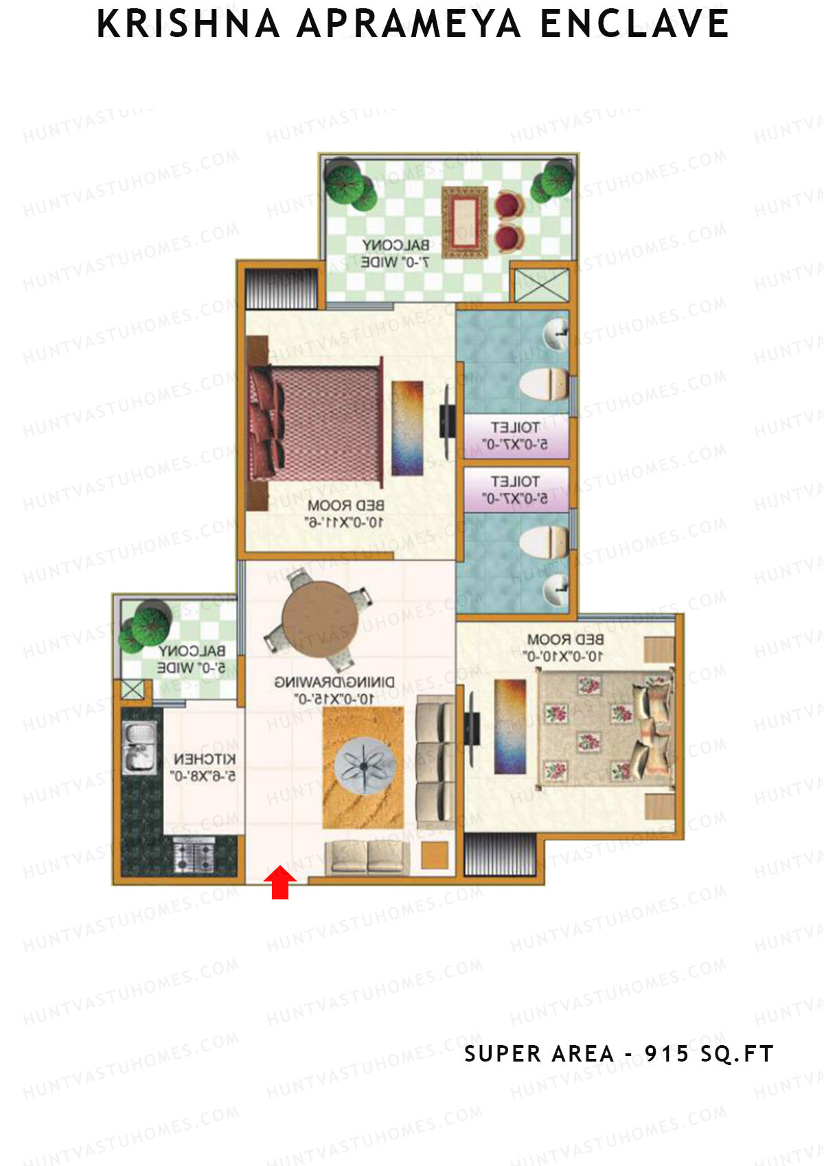 Krishna Aprameya Enclave Block C Unit 6 (Type 4) Floor Plan