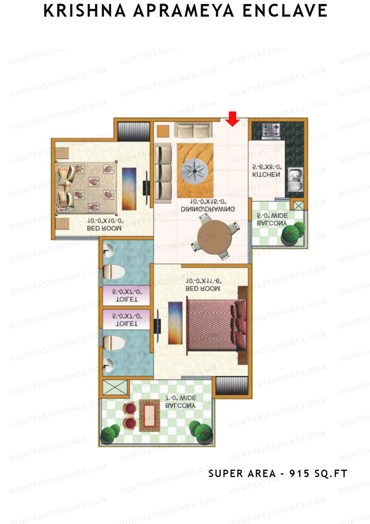 Krishna Aprameya Enclave Block C Unit 7 (Type 4) Floor Plan