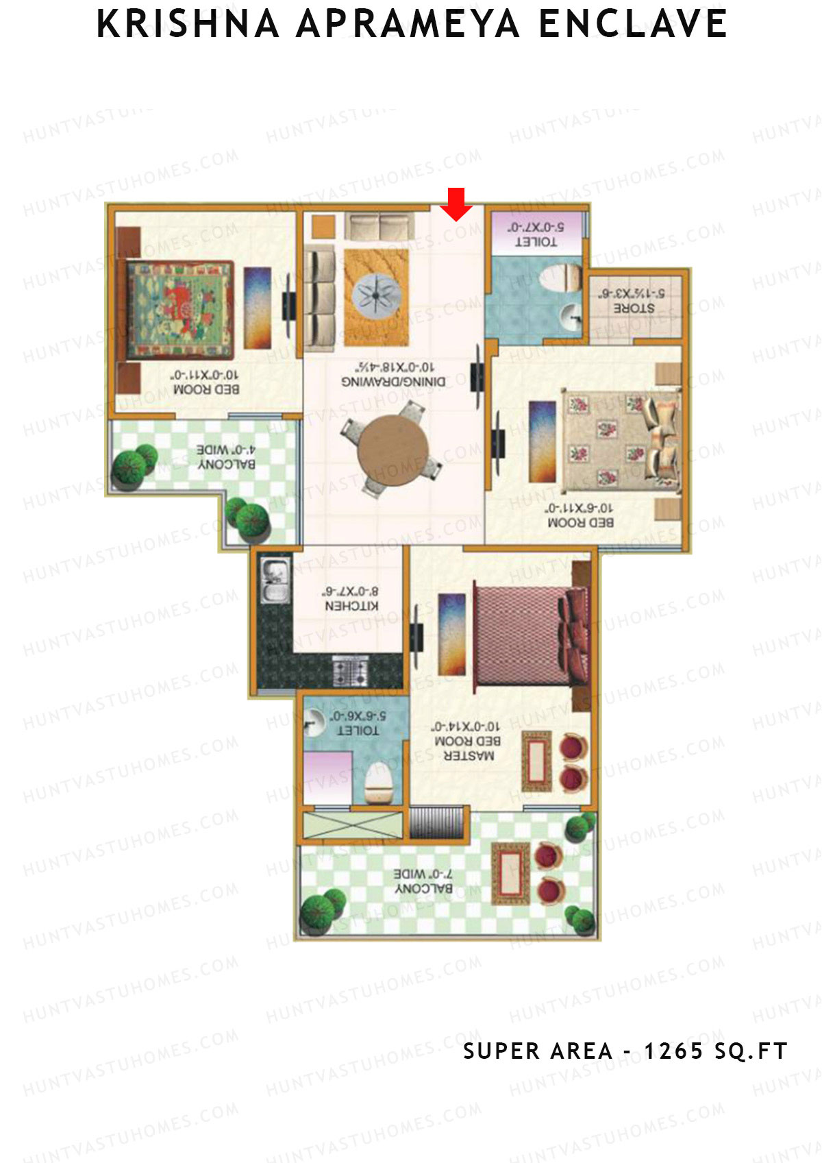 Krishna Aprameya Enclave Block C Unit 8 (Type 2) Floor Plan