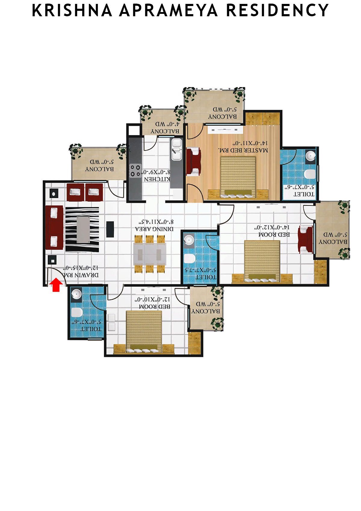 Krishna Aprameya Residency Ganga Unit 2 (Type II) Floor Plan