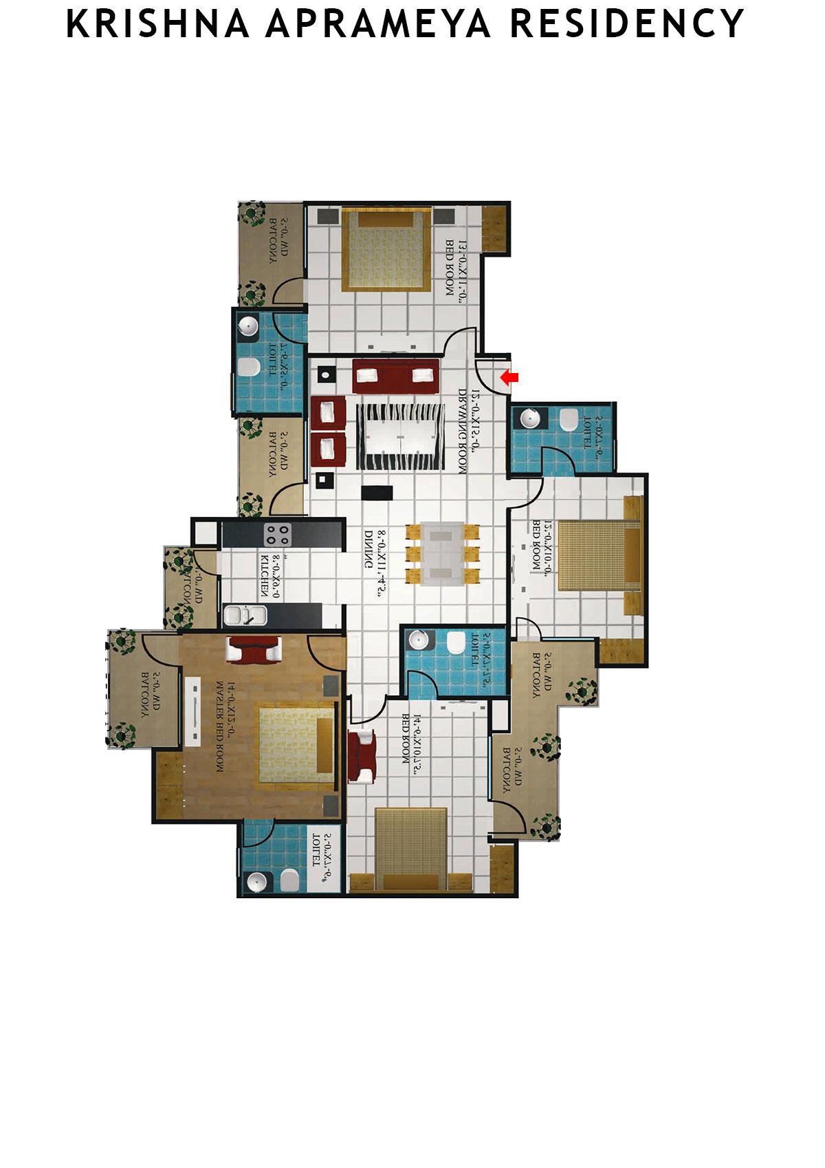 Krishna Aprameya Residency Ganga Unit 5 (Type I) Floor Plan