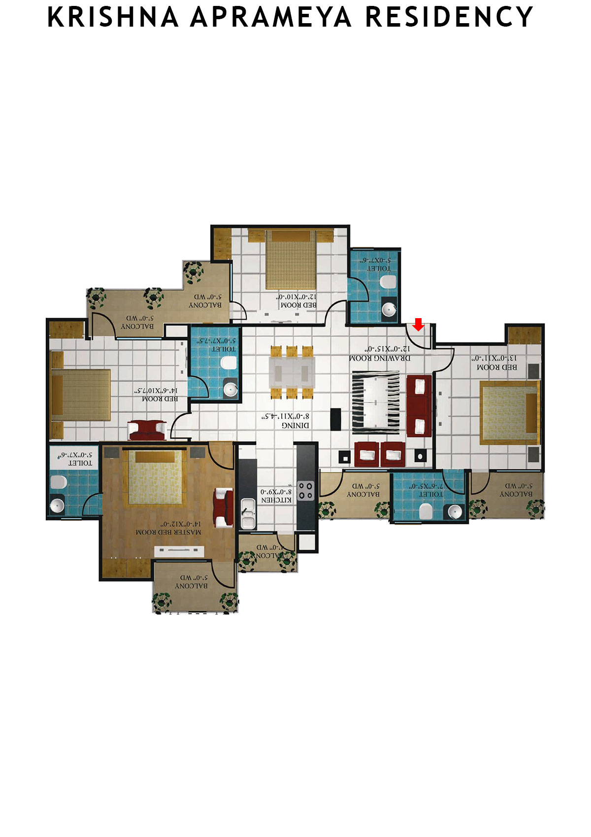 Krishna Aprameya Residency Ganga Unit 6 (Type I) Floor Plan