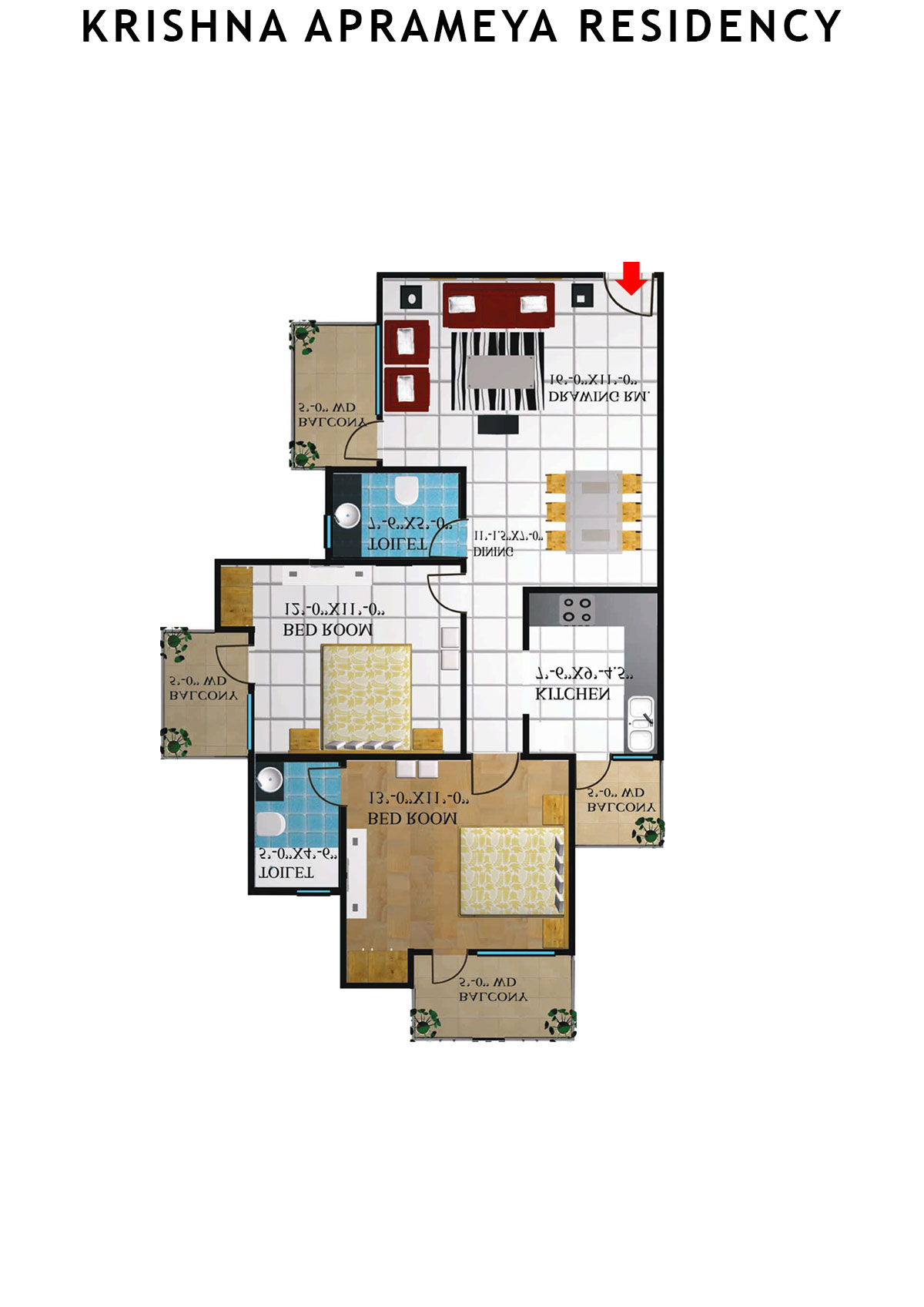 Krishna Aprameya Residency Saraswati Unit 7 (Type III) Floor Plan