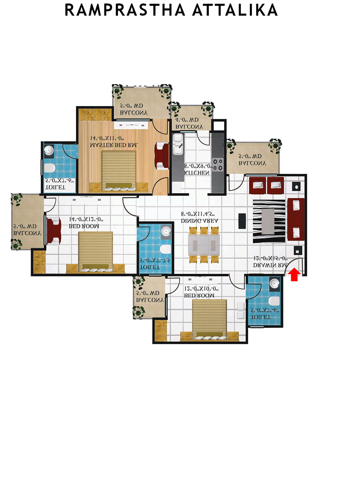 Krishna Aprameya Residency Yamuna Unit 2 (Type II) Floor Plan