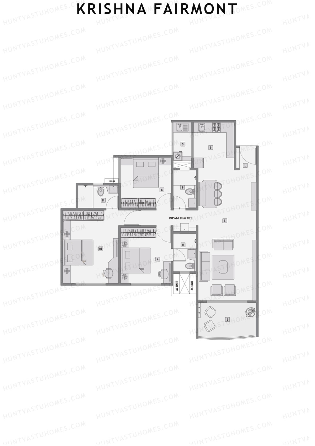 Krishna Fairmont Tower A Unit 10 (Type C) Floor Plan