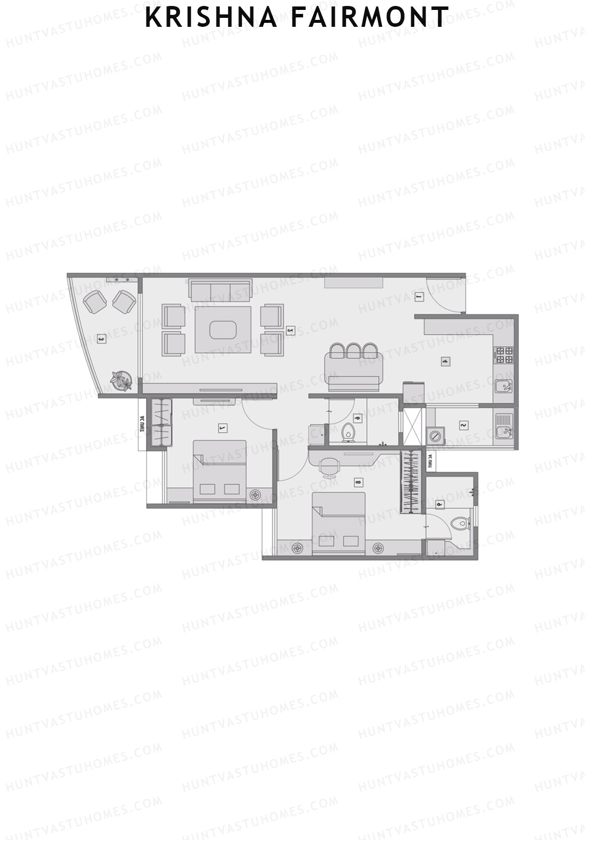 Krishna Fairmont Tower A Unit 1 (Type B) Floor Plan
