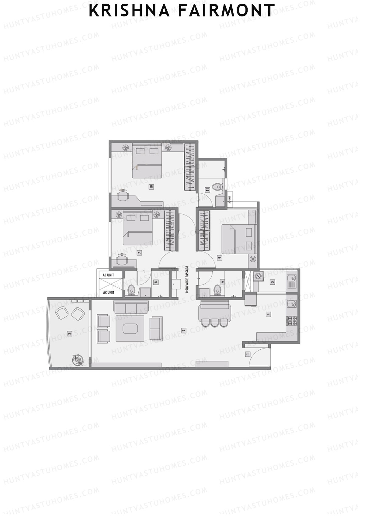 Krishna Fairmont Tower A Unit 2 (Type C) Floor Plan