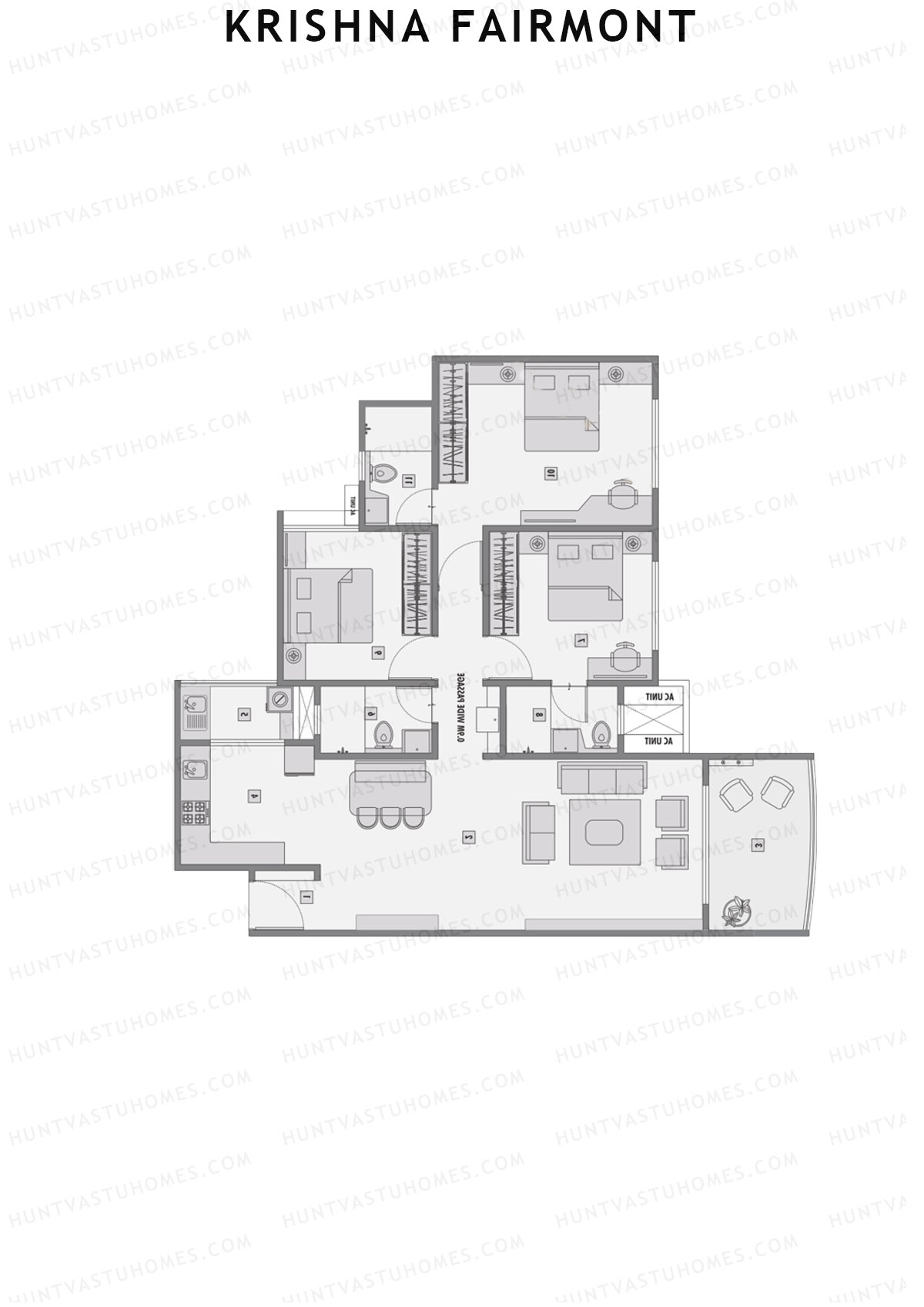 Krishna Fairmont Tower A Unit 3 (Type C) Floor Plan