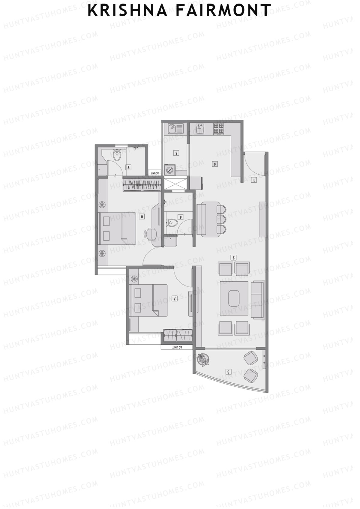 Krishna Fairmont Tower A Unit 8 (Type B) Floor Plan