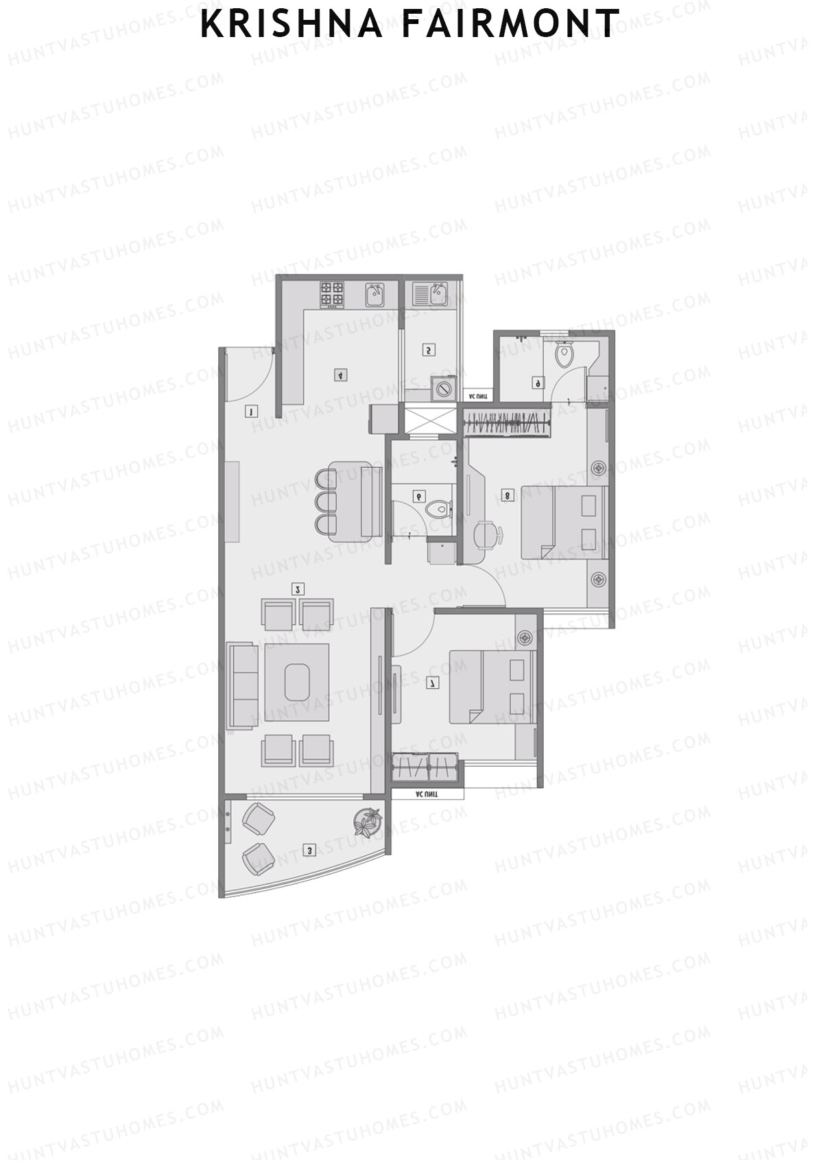 Krishna Fairmont Tower A Unit 9 (Type B) Floor Plan